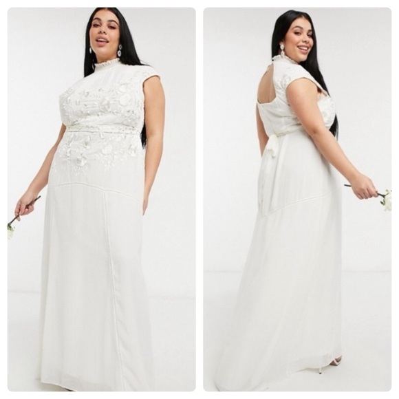 Hope & Ivy Ivory Bridal Floral Beaded & Embroidered Dress- NWT - Picture 8 of 15